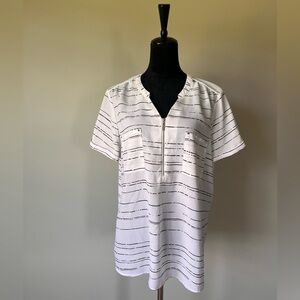 Apt. 9 White and Black Striped Short Sleeve Tee